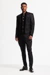 Shop Rohit Bal Black Silk Embroidery Matka Jacket at Aza Fashions Shop_Rohit Bal_Black Silk Embroidery Matka Jacket _at_Aza_Fashions