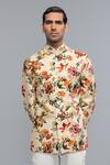 Buy_Rohit Bal_Ivory Silk Floral Printed Bandhgala _at_Aza_Fashions