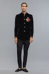 Buy_Rohit Bal_Black Velvet Embroidery Bandhgala _at_Aza_Fashions