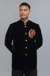 Rohit Bal_Black Velvet Embroidery Bandhgala _Online_at_Aza_Fashions