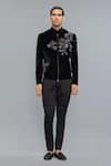 Rohit Bal_Black Velvet Embroidery Bandhgala _Online_at_Aza_Fashions