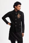 Buy_Rohit Bal_Black Velvet Embroidery Designer Nehru Jacket _at_Aza_Fashions