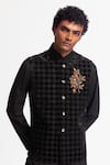 Rohit Bal_Black Velvet Embroidery Designer Nehru Jacket _Online_at_Aza_Fashions