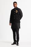 Shop_Rohit Bal_Black Velvet Embroidery Designer Nehru Jacket _at_Aza_Fashions