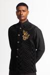 Rohit Bal_Black Velvet Embroidery Designer Nehru Jacket _Online_at_Aza_Fashions