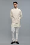 Rohit Bal_Ivory Silk Embroidery Nehru Jacket _Online_at_Aza_Fashions