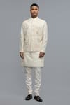 Shop_Rohit Bal_Ivory Silk Embroidery Nehru Jacket _at_Aza_Fashions