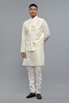 Rohit Bal_Ivory Silk Embroidery Nehru Jacket _Online_at_Aza_Fashions