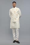 Shop_Rohit Bal_Ivory Silk Embroidery Nehru Jacket _at_Aza_Fashions