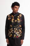 Buy_Rohit Bal_Black Silk Embroidery Nehru Jacket _at_Aza_Fashions