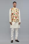 Rohit Bal_Ivory Silk Embroidery Floral Nehru Jacket _Online_at_Aza_Fashions