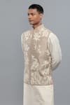 Shop_Rohit Bal_Purple Silk Embroidery Designer Nehru Jacket _at_Aza_Fashions