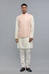 Rohit Bal Pink Silk Embroidery Powder Nehru Jacket Online at Aza Fashions Rohit Bal_Pink Silk Embroidery Powder Nehru Jacket _Online_at_Aza_Fashions