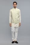 Rohit Bal_Ivory Silk Embroidery Nehru Jacket _Online_at_Aza_Fashions