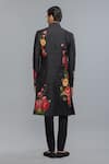 Shop_Rohit Bal_Black Silk Embroidery Floral Sherwani _at_Aza_Fashions