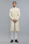 Buy_Rohit Bal_Ivory Silk Embroidery Designer Sherwani _at_Aza_Fashions