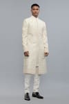 Buy_Rohit Bal_Ivory Silk Embroidery Matka Sherwani _at_Aza_Fashions
