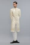 Rohit Bal_Ivory Silk Embroidery Designer Sherwani _Online_at_Aza_Fashions