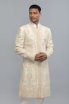 Buy_Rohit Bal_Ivory Silk Embroidery Matka Sherwani _at_Aza_Fashions