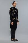 Rohit Bal_Black Silk Embroidery Matka Designer Sherwani _Online_at_Aza_Fashions