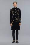 Buy_Rohit Bal_Black Silk Embroidery Matka Designer Sherwani _at_Aza_Fashions