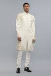 Buy_Rohit Bal_Ivory Silk Embroidery Matka Sherwani _at_Aza_Fashions