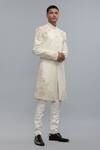 Shop_Rohit Bal_Ivory Silk Embroidery Matka Sherwani _Online_at_Aza_Fashions