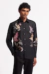 Buy_Rohit Bal_Black Poplin Embroidery Designer Shirt _at_Aza_Fashions