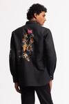 Shop_Rohit Bal_Black Poplin Embroidery Designer Shirt _at_Aza_Fashions