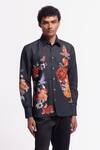 Buy_Rohit Bal_Black Poplin Embroidery Designer Shirt _at_Aza_Fashions