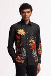 Buy_Rohit Bal_Black Poplin Embroidery Designer Shirt _at_Aza_Fashions