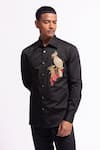 Buy_Rohit Bal_Black Poplin Embroidery Shirt _at_Aza_Fashions