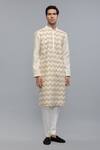Shop_Rohit Bal_Ivory Chanderi Designer Kurta Set _at_Aza_Fashions