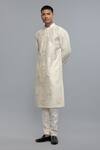 Shop_Rohit Bal_Ivory Chanderi Embroidery Kurta Set _at_Aza_Fashions