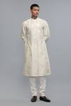 Buy_Rohit Bal_Ivory Chanderi Embroidery Kurta Set _at_Aza_Fashions
