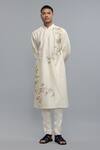 Shop_Rohit Bal_Ivory Chanderi Embroidery Kurta Set _at_Aza_Fashions
