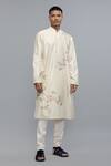 Buy_Rohit Bal_Ivory Chanderi Embroidery Kurta Set _at_Aza_Fashions