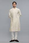Buy_Rohit Bal_Ivory Chanderi Embroidery Kurta Set _at_Aza_Fashions