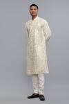 Shop_Rohit Bal_Ivory Chanderi Embroidery Kurta Set _at_Aza_Fashions