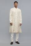 Buy_Rohit Bal_Ivory Chanderi Embroidery Kurta Set _at_Aza_Fashions