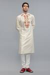 Buy_Rohit Bal_Ivory Chanderi Embroidery Kurta Set _at_Aza_Fashions