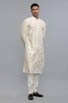 Rohit Bal_Ivory Chanderi Embroidery Kurta Pant Set _Online_at_Aza_Fashions
