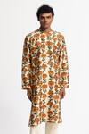 Rohit Bal_Ivory Silk Printed Dupion Kurta And Pant Set _Online_at_Aza_Fashions