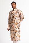 Rohit Bal_Ivory Silk Floral Printed Dupion Kurta Set _Online_at_Aza_Fashions