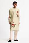 Buy_Rohit Bal_Green Chanderi Embroidery Sage Kurta Set _at_Aza_Fashions