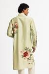Shop_Rohit Bal_Green Chanderi Embroidery Sage Kurta Set _at_Aza_Fashions