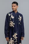 Buy_Rohit Bal_Blue Chanderi Embroidery Indigo Kurta Set _Online_at_Aza_Fashions