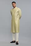 Shop_Rohit Bal_Green Chanderi Embroidery Sage Kurta Set _at_Aza_Fashions