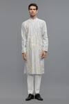 Buy_Rohit Bal_Blue Chanderi Embroidery Powder Kurta Pant Set _at_Aza_Fashions