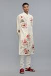 Shop_Rohit Bal_Ivory Chanderi Embroidery Kurta Set _at_Aza_Fashions